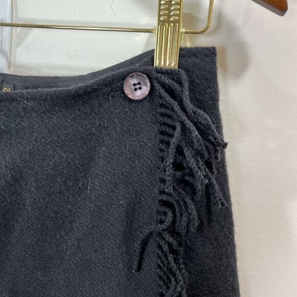 Eddie Bauer Women's Wool Wrap Skirt Sz L 12 Fringe Minimalist Understated Luxury - Picture 3 of 12
